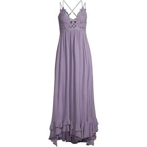 Free People Adella Ruffle Maxi Dress - Slate. Size Extra Small.